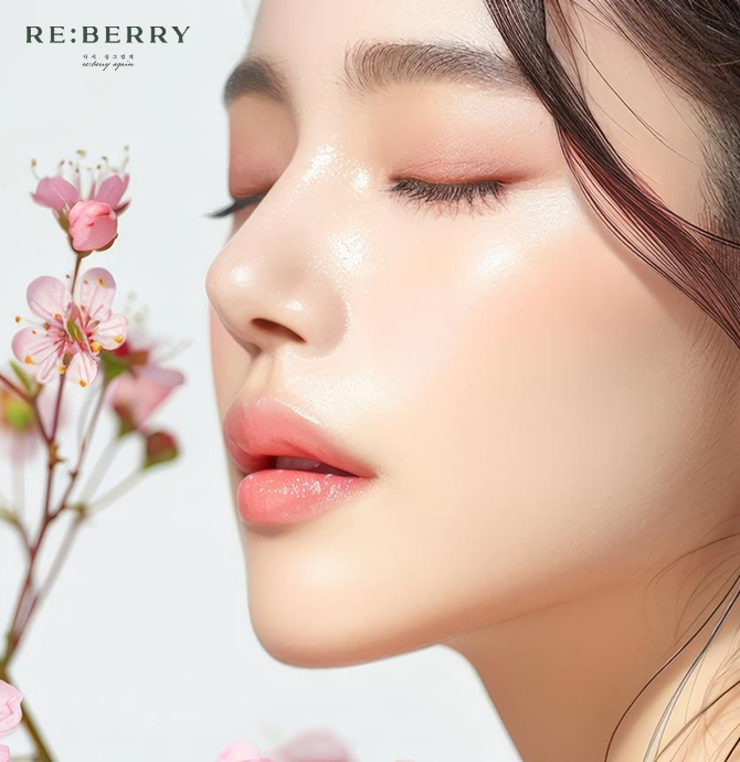 a girl with fresh and glowing face closing eyes and smelling flower