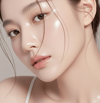 a korean girl with fresh and glowing facial skin