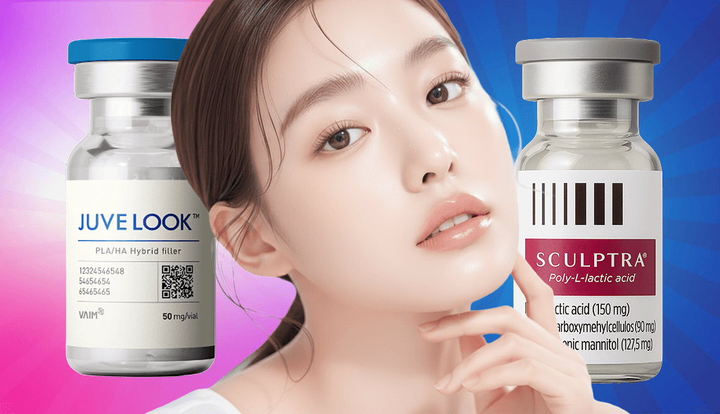 a girl with fresh look thinking between juvelook and sculptra