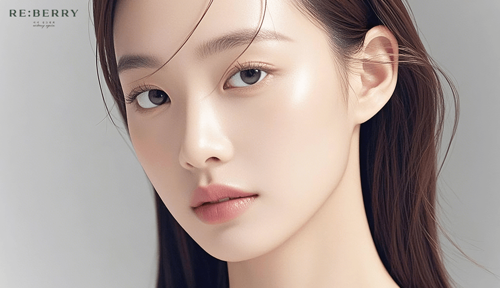 a korean girl with slim and defined face jaw, and white fresh skin