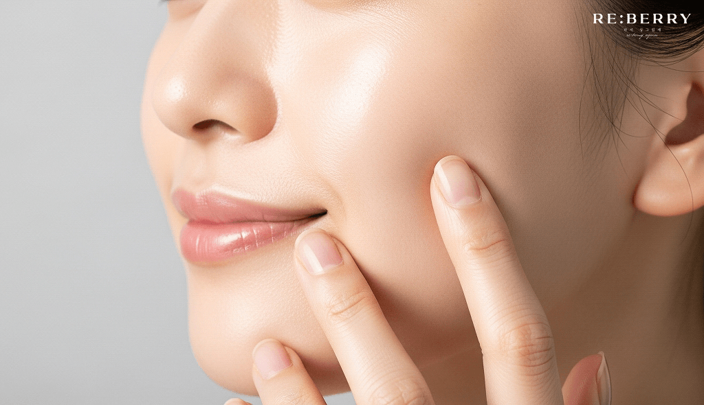 a woman with fresh and hydrated facial skin and smile on face