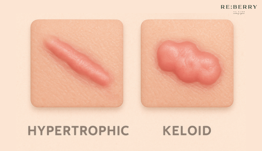 graphical demonstration of hypertrophic and keloid scar