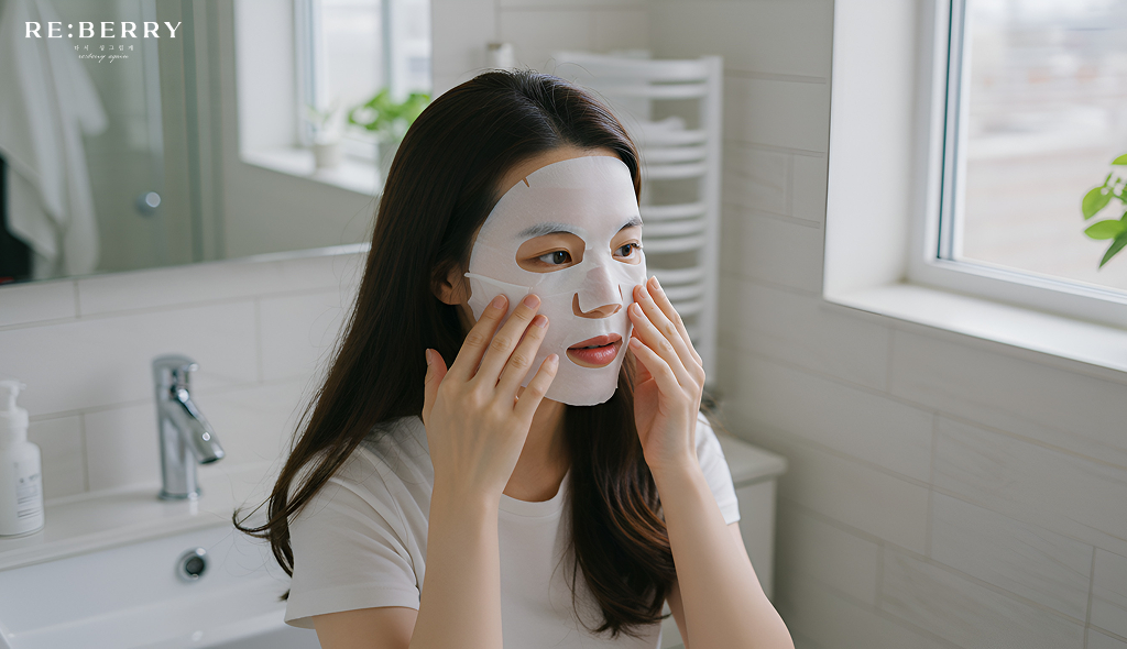 a woman with white colored face pack on her face