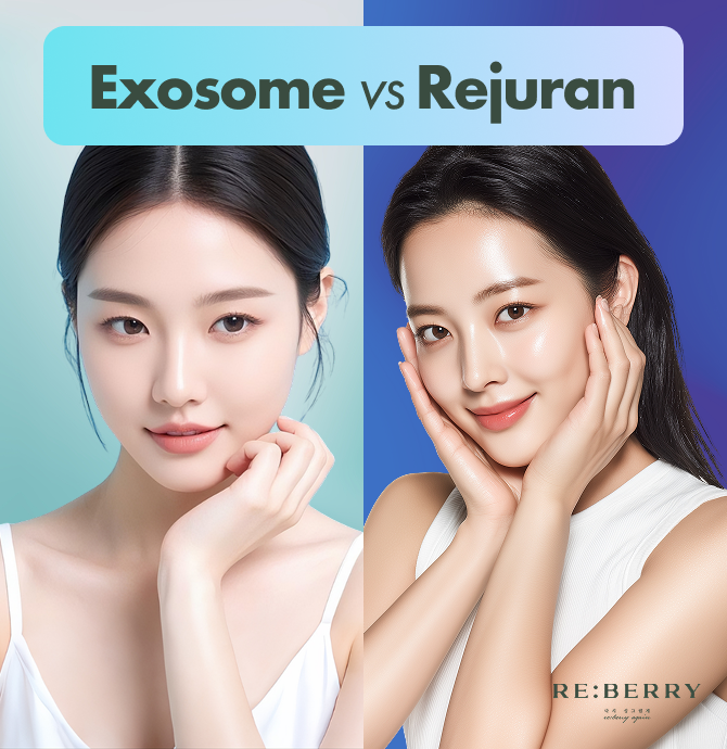 rejuvenation results of exosome vs rejuran on face of girls